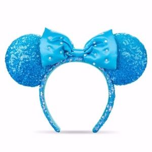 Disney Parks Minnie Mouse Sequin Ear Headband Adult New Release Aqua Blue